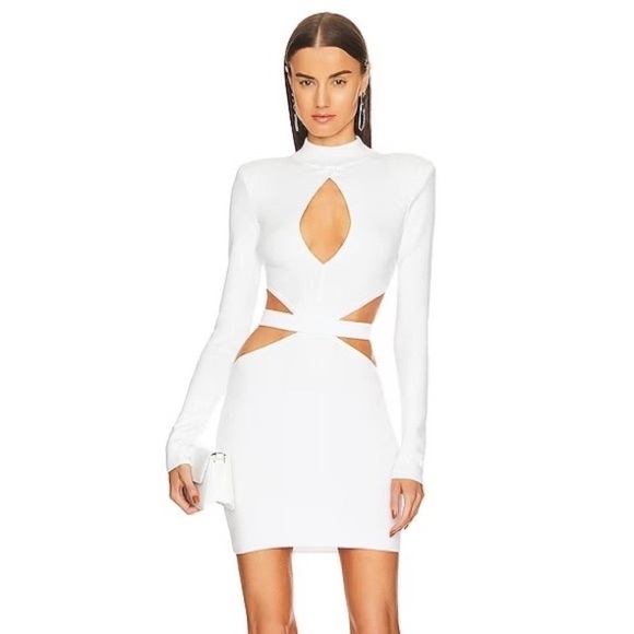 Michael Costello x REVOLVE Jalene Mini Dress with Shoulder Pads in White Size XS - Picture 1 of 12